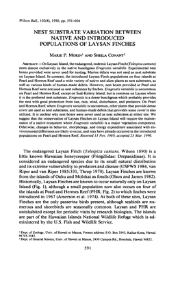 Nest Substrate Variation Between Native and Introduced Populations of Laysan Finches