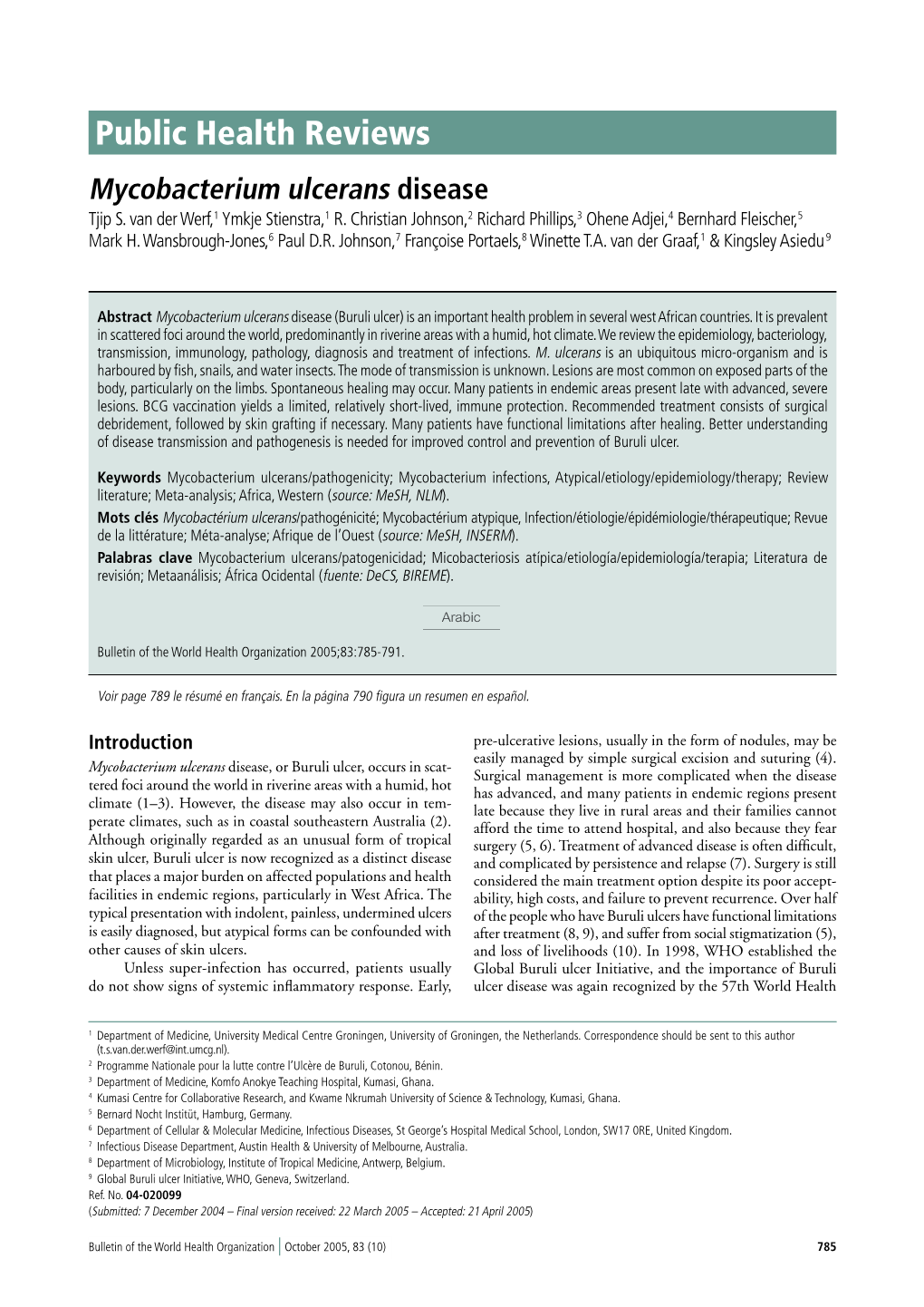 Public Health Reviews Mycobacterium Ulcerans Disease Tjip S