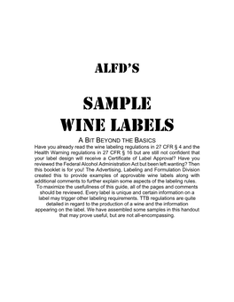 ALFD's Sample Wine Labels