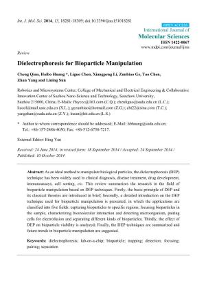Dielectrophoresis for Bioparticle Manipulation