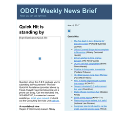ODOT Weekly News Brief News You Can Use Right Now