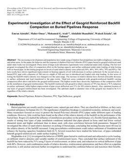 Experimental Investigation of the Effect of Geogrid Reinforced Backfill Compaction on Buried Pipelines Response