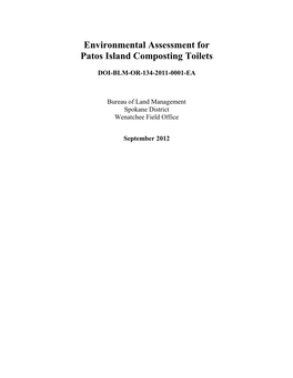 Environmental Assessment for Patos Island Composting Toilets