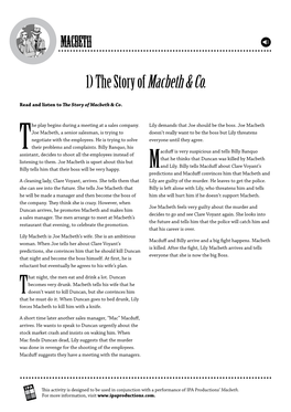 1) the Story of Macbeth &