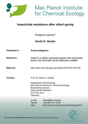 Insecticide Resistance After Silent Spring