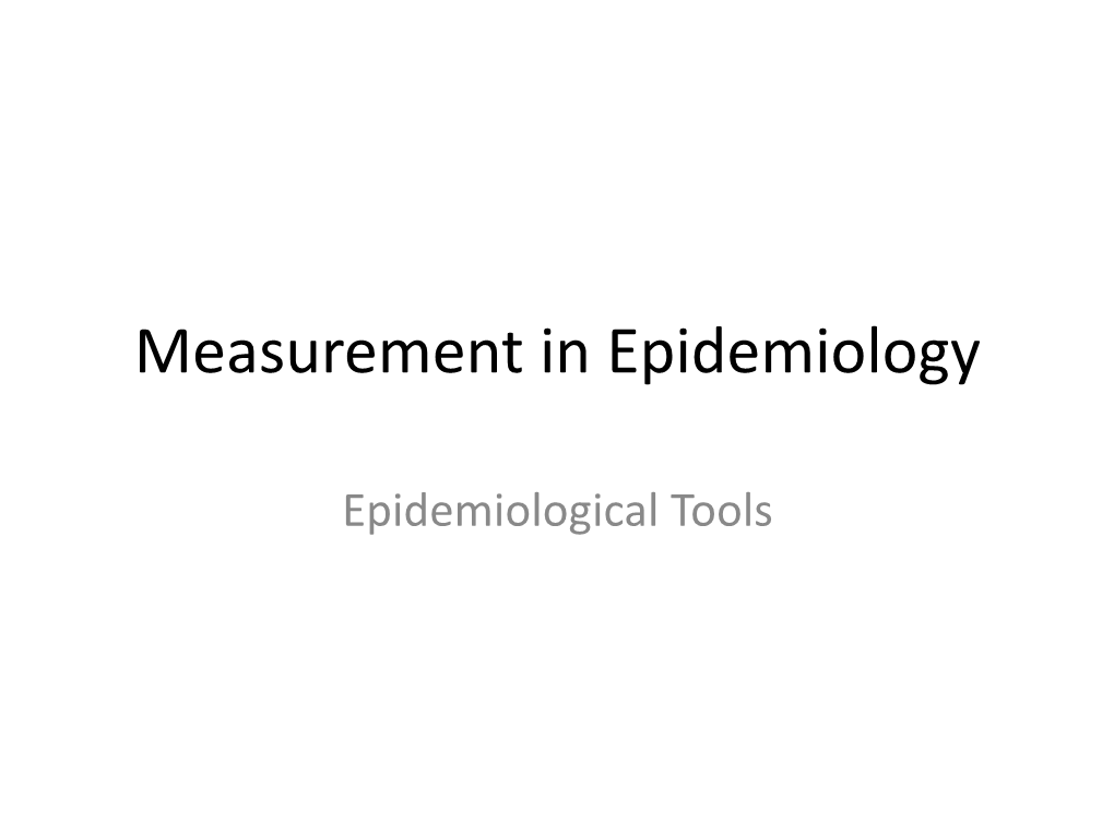 OLANREWAJU SUNDAY Measurement in Epidemiology