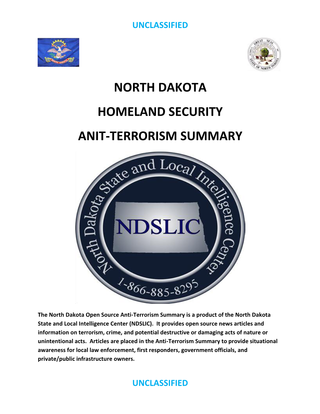 North Dakota Homeland Security Anit-Terrorism Summary