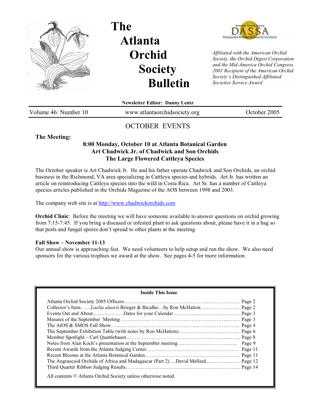 Atlanta Orchid Society Newsletter