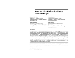 Improv: Live Coding for Robot Motion Design
