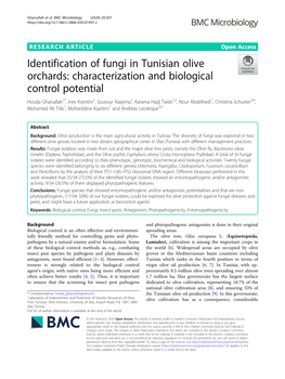 Identification of Fungi in Tunisian Olive Orchards