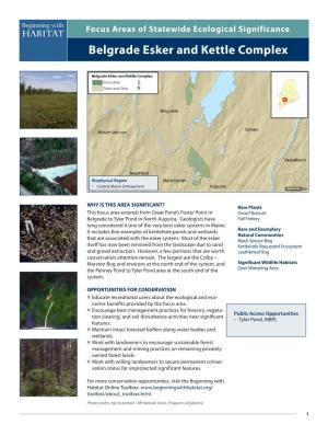 Belgrade Esker and Kettle Complex Beginning with Focus Areas of Statewide Ecological Significance Habitat Belgrade Esker and Kettle Complex
