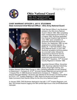 Biography Ohio National Guard Ohio Army National Guard