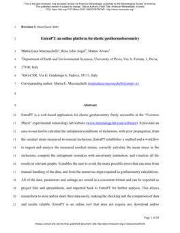 An Online Platform for Elastic Geothermobarometry