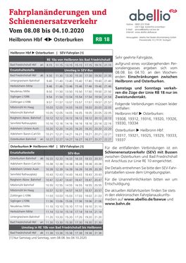 Fahrplanänderungen Und Schienenersatzverkehr