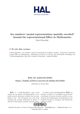 Are Numbers' Mental Representations Spatially Encoded? Around The
