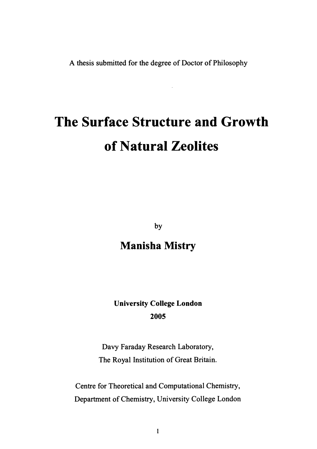 The Surface Structure and Growth of Natural Zeolites