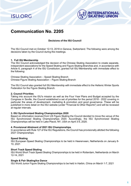 Communication No. 2205