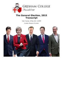 The General Election, 2015 Transcript