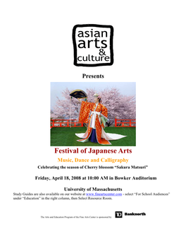 Festival of Japanese Arts Music, Dance and Calligraphy Celebrating the Season of Cherry Blossom “Sakura Matsuri”