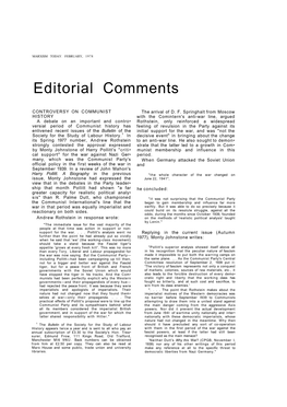 Editorial Comments