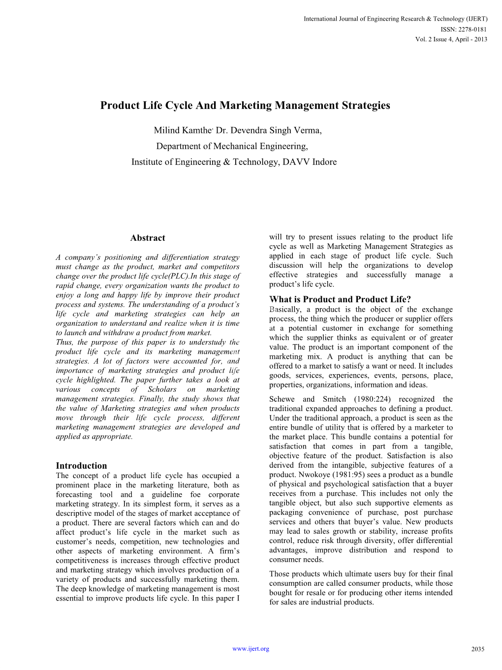 Product Life Cycle and Marketing Management Strategies