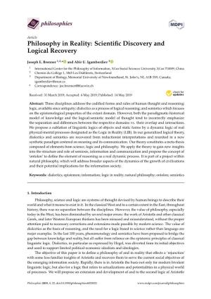 Philosophy in Reality: Scientiﬁc Discovery and Logical Recovery