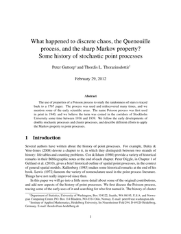 Some History of Stochastic Point Processes