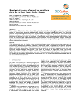 Geophysical Imaging of Permafrost Conditions Along the Nothern Yukon Alaska Highway