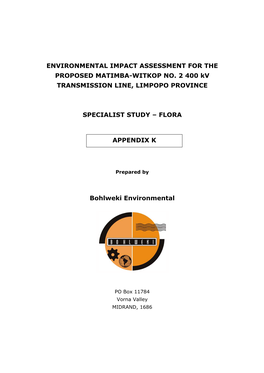 Environmental Impact Assessment for the Proposed Matimba-Witkop No