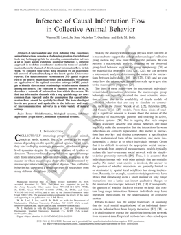 Inference of Causal Information Flow in Collective Animal Behavior Warren M