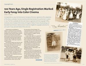 100 Years Ago, Single Registration Marked Early Foray Into Color Cinema Wendi A