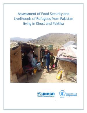 Assessment of Food Security and Livelihoods of Refugees from Pakistan Living in Khost and Paktika