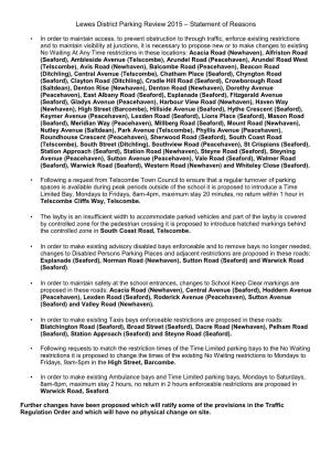 Statement of Reasons for Lewes District