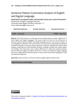 Sentence Pattern Contrastive Analysis of English and Sigulai Language