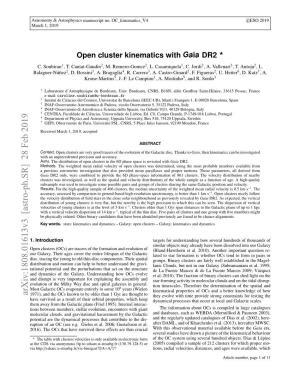 Open Cluster Kinematics with Gaia DR2 ? C
