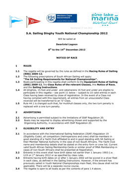 S.A. Sailing Dinghy Youth National Championship 2012