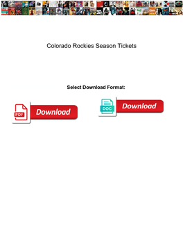 Colorado Rockies Season Tickets Probs