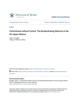 Commitment Without Control: the Burdensharing Dilemma in the US-Japan Alliance