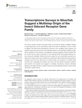 Transcriptome Surveys in Silverfish Suggest a Multistep Origin of The