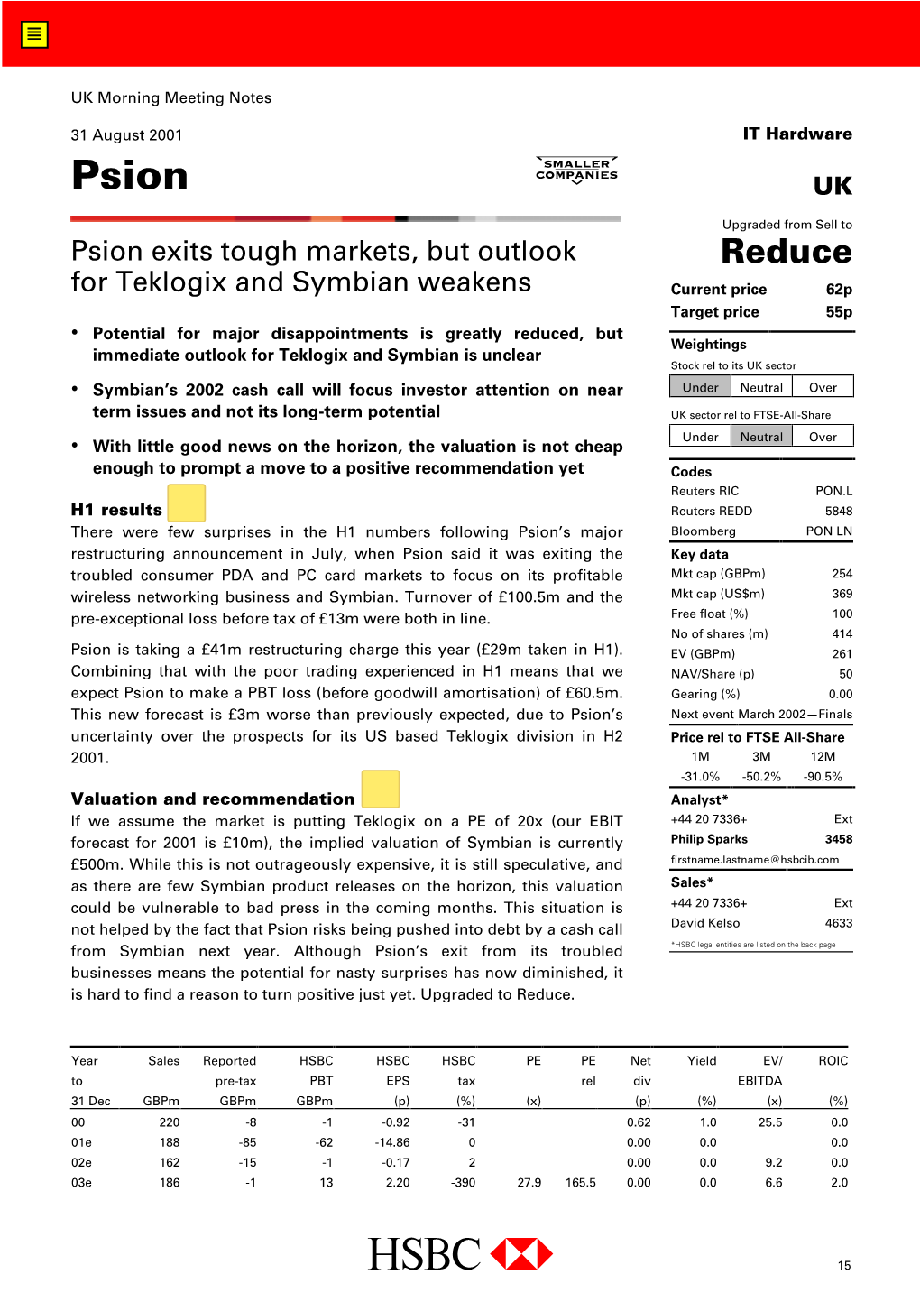 Psion-Psion Exits Tough Markets, but Outlook for Teklogix and Symbian