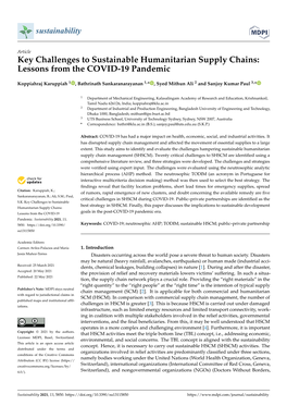 Key Challenges to Sustainable Humanitarian Supply Chains: Lessons from the COVID-19 Pandemic