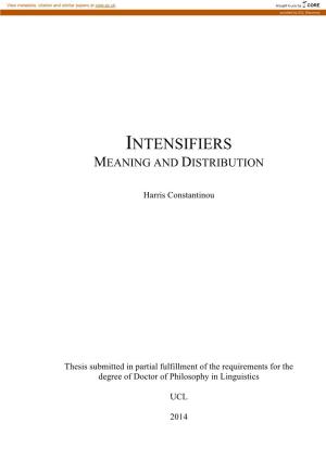 Intensifiers Meaning and Distribution