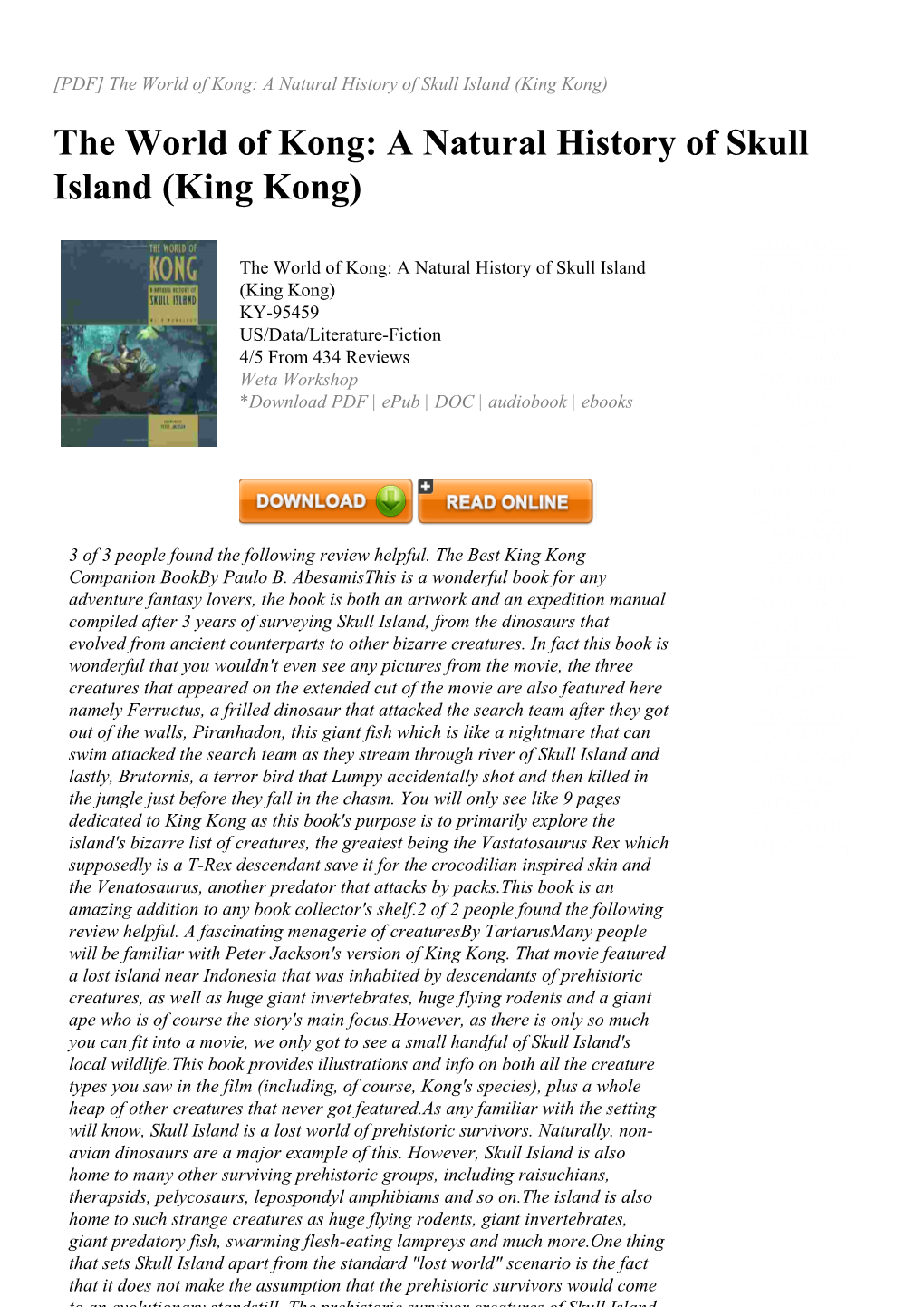 The World of Kong: a Natural History of Skull Island (King Kong) the World of Kong: a Natural History of Skull Island (King Kong)