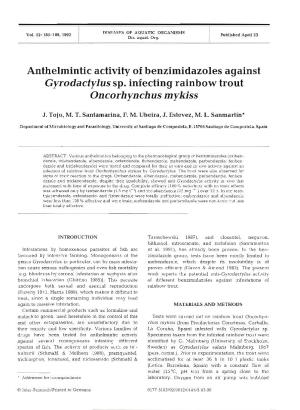 Anthelmintic Activity of Benzimidazoles Against Gyrodactylus Sp. Infecting Rainbow Trout Oncorhynch Us Mykiss