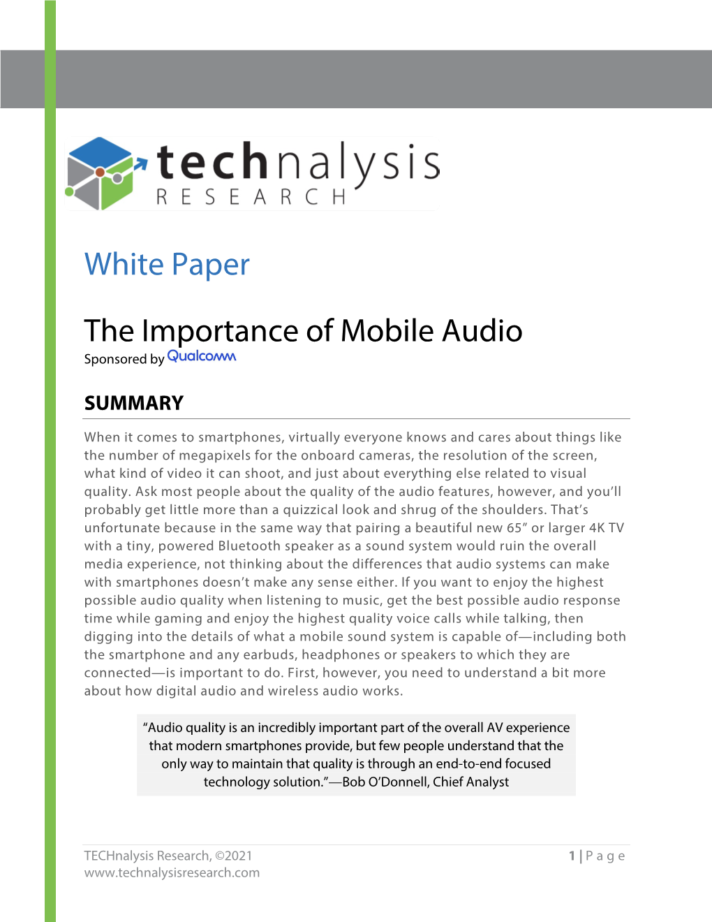 The Importance of Mobile Audio Sponsored By