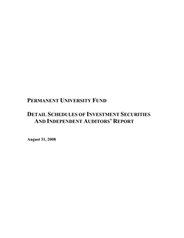 2008 PUF Detailed Schedule of Investments
