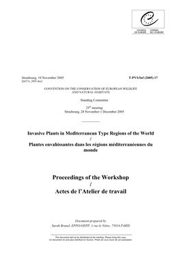 Proceedings of the Workshop / Actes De L'atelier De Travail