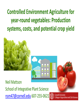 Controlled Environment Agriculture for Year‐Round Vegetables: Production Systems, Costs, and Potential Crop Yield