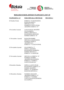 Calendario 1ª Fase