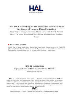 Dual DNA Barcoding for the Molecular Identification of the Agents Of